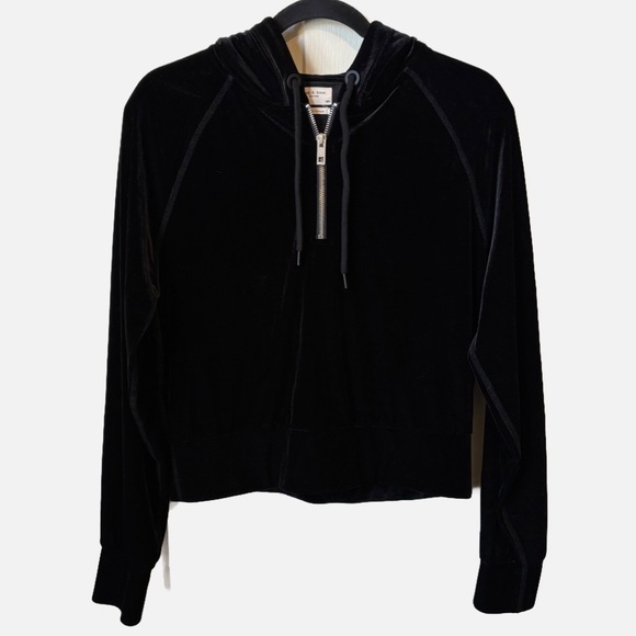 Rag & Bone Velvet Black Cropped Hoodie Relaxed Fit Sweater Small - Picture 13 of 14